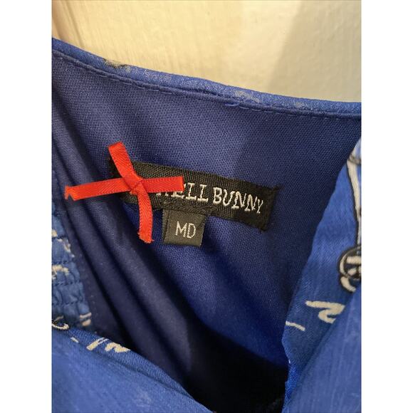 Hell Bunny Pipper Nautical V Neck Fit Flare Pinup Retro Halter Mini Dress medium - Picture 6 of 9